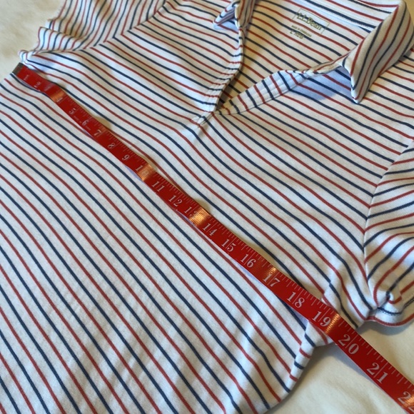 L.L. Bean Red White Blue Striped V Collar Top - Size L - Picture 6 of 11